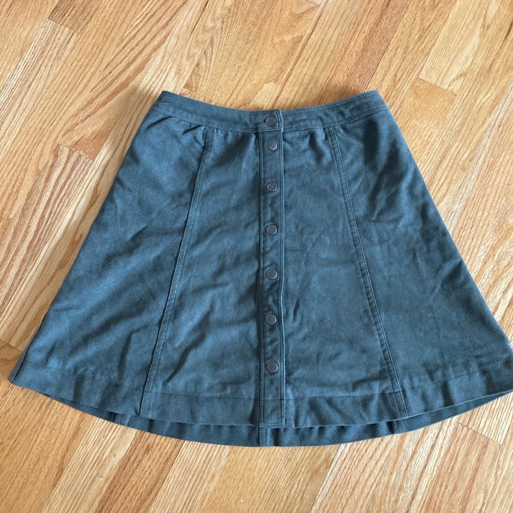Abercrombie & Fitch Green Suede Button Skirt